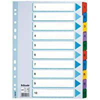ESSELTE 100161 - Indice para carpetas multitaladro cartón MYLAR DIN A4 con cartulina índice color 1-10 multicolor